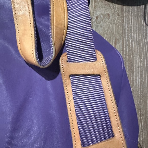 Jon Hart Design Purple With Brown Leather Accent Back Pack - Picture 5 of 8
